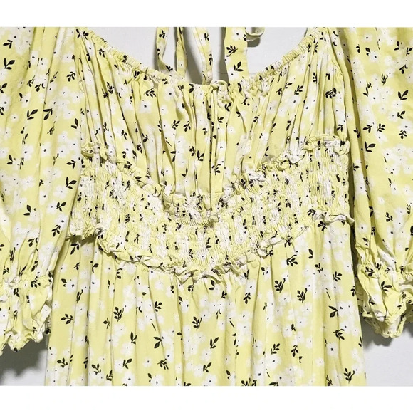 For Love & Lemons Chrysanthemum Midi Dress Lemonade - Picture 4 of 9